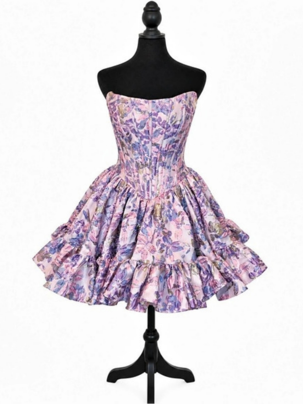 Sherri Hill Floral Mini Dress in Pink & Purple Size 10 Like New